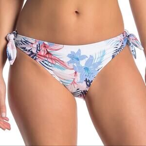 Splendid Women's Blue Multi Floral Pura Vida Side Tie Bikini Swim Bottoms sz M